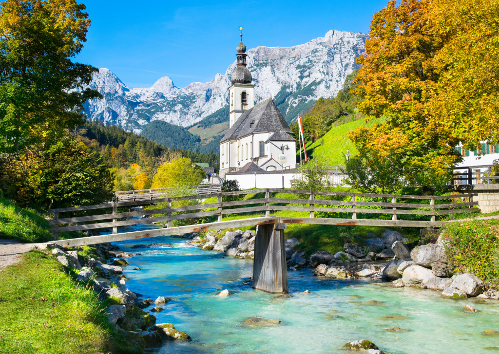 St Sebastian Church in Ramsau, Germany jigsaw puzzle in Bridges puzzles on TheJigsawPuzzles.com