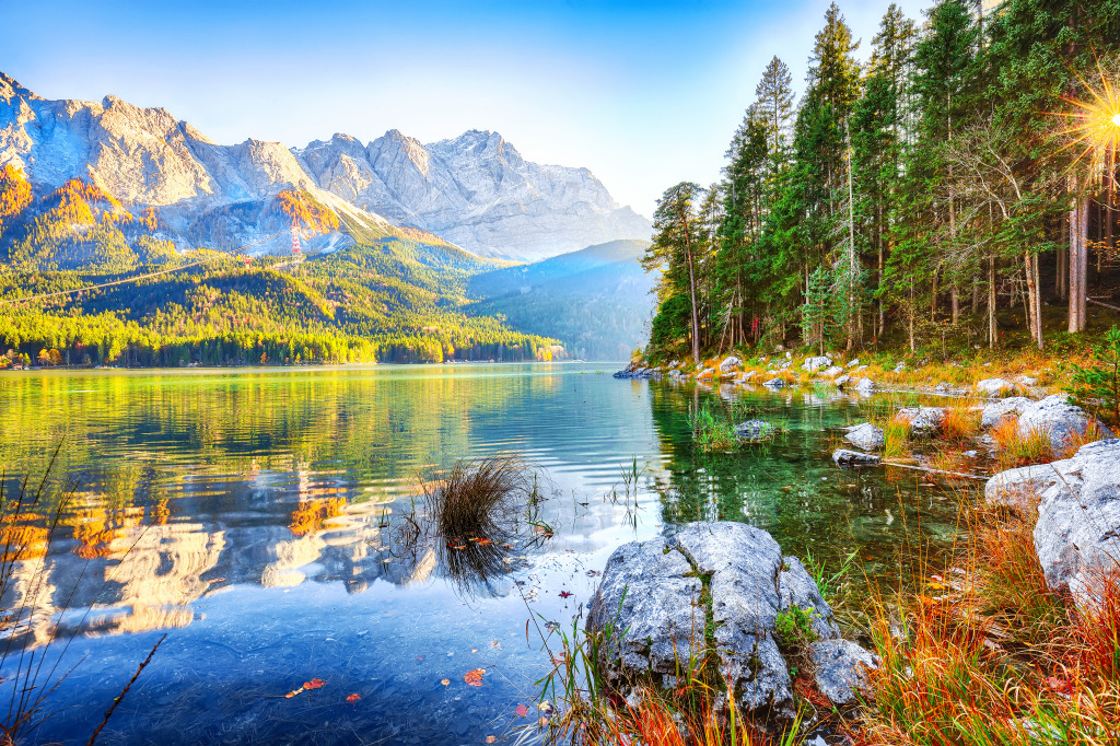 Eibsee Lake, Bavarian Alps jigsaw puzzle in Puzzle of the Day puzzles on TheJigsawPuzzles.com