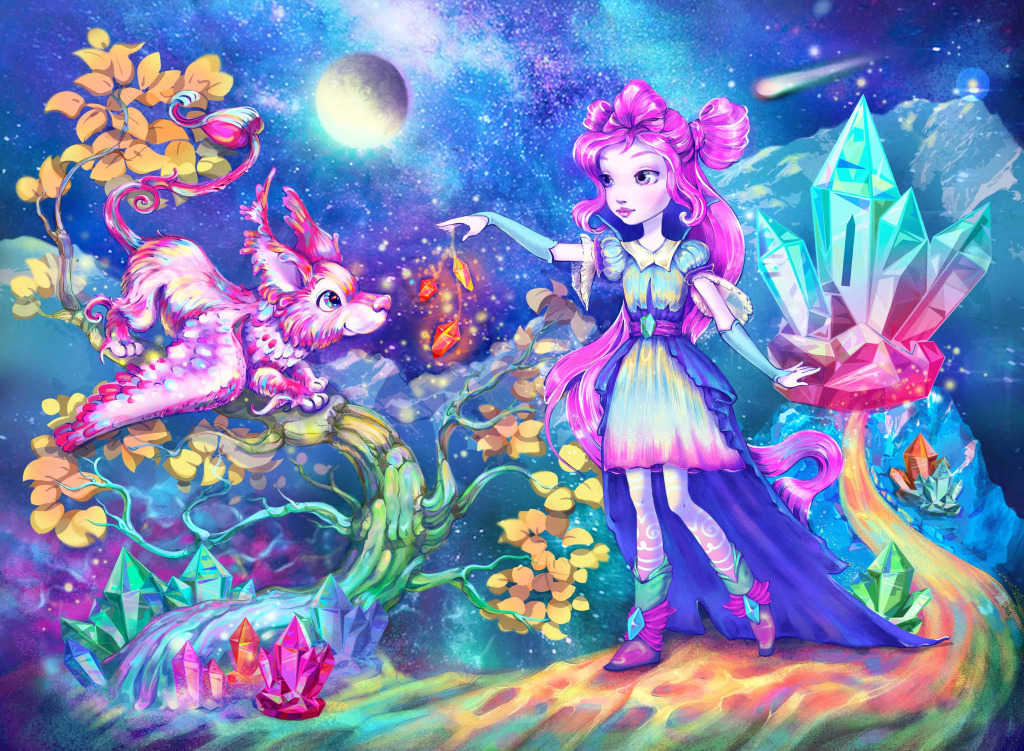 Magic Princess with Her Pet Dragon jigsaw puzzle in Kids Puzzles puzzles on TheJigsawPuzzles.com