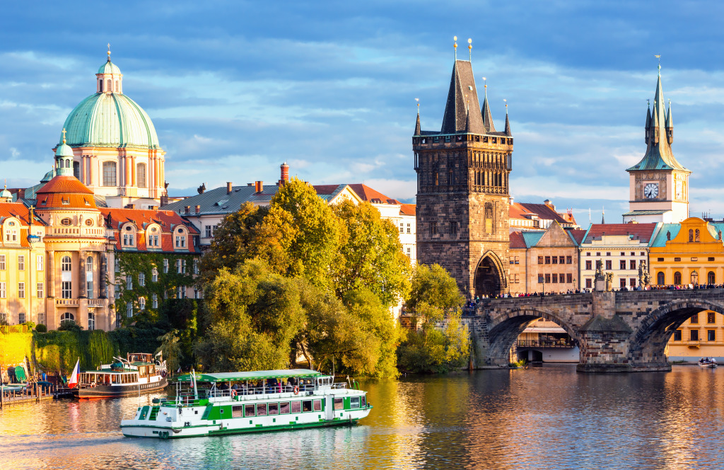 Vltava River and Charles Bridge, Prague jigsaw puzzle in Bridges puzzles on TheJigsawPuzzles.com