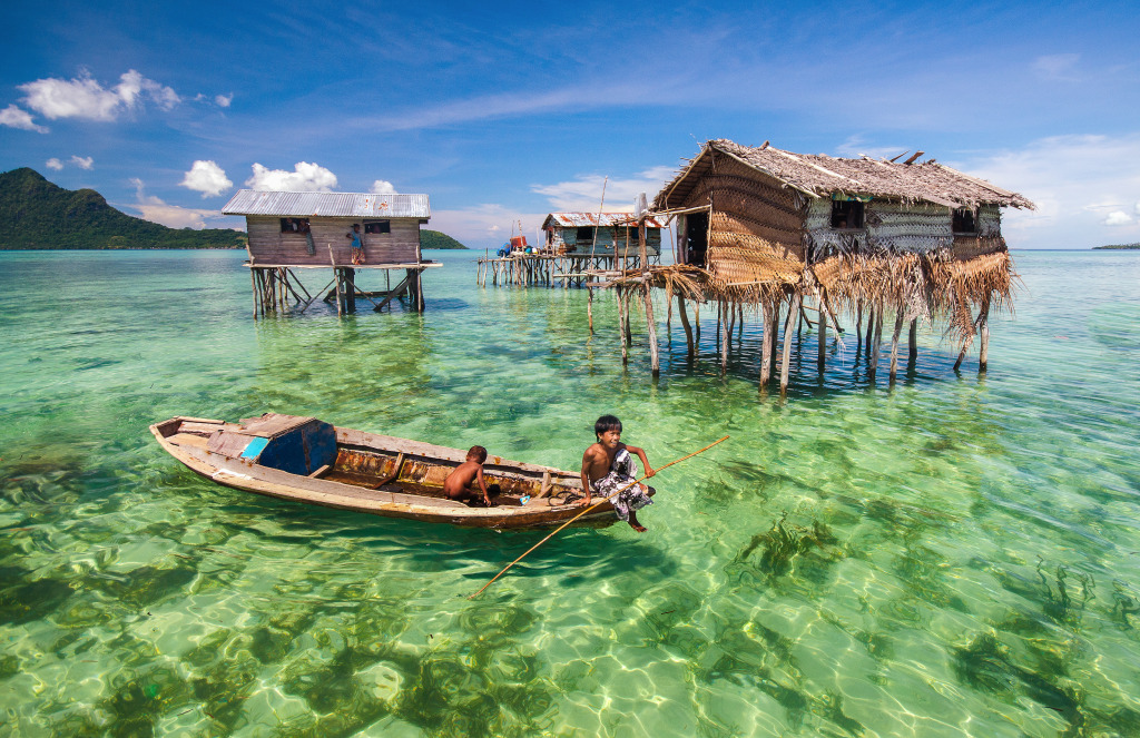 Sea Gypsies, Maiga Island, Malaysia jigsaw puzzle in Great Sightings puzzles on TheJigsawPuzzles.com