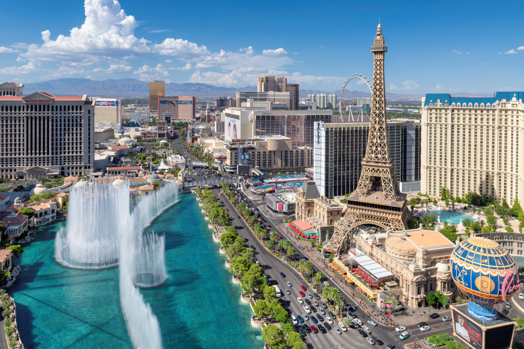 Las Vegas Strip Skyline jigsaw puzzle in Waterfalls puzzles on TheJigsawPuzzles.com