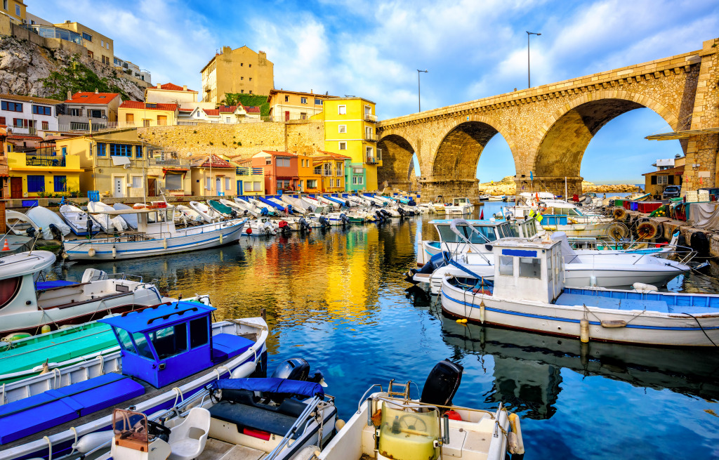 Fishing Harbor Vallon des Auffes, France jigsaw puzzle in Bridges puzzles on TheJigsawPuzzles.com