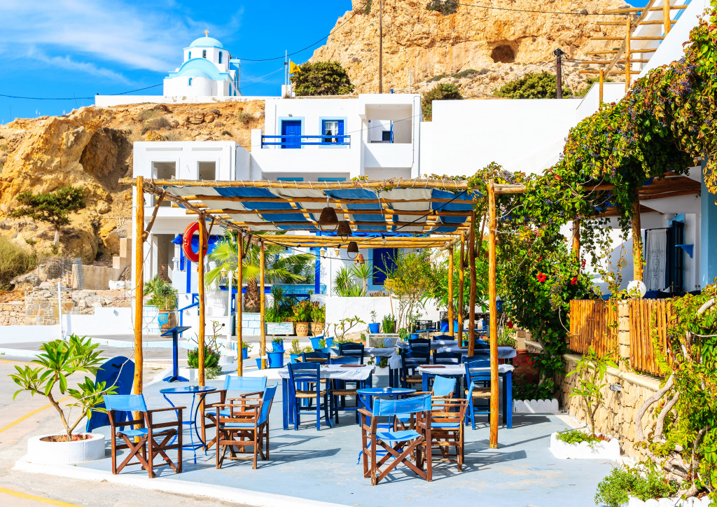 Traditional Greek Taverna in Finiki Port jigsaw puzzle in Puzzle of the Day puzzles on TheJigsawPuzzles.com