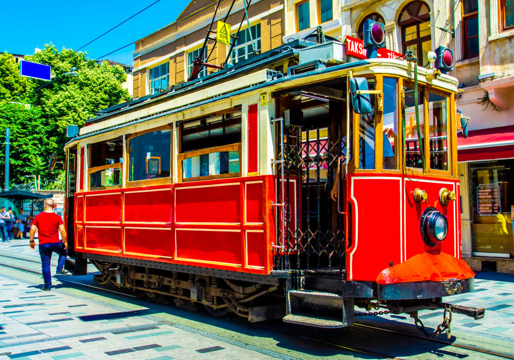 Retro Tram in Istanbul, Turkey jigsaw puzzle in Puzzle of the Day puzzles on TheJigsawPuzzles.com