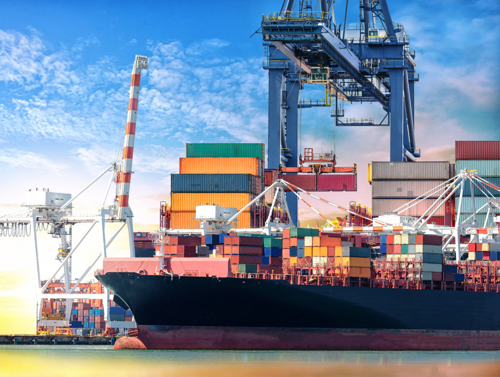 Container Cargo Ship jigsaw puzzle in Puzzle of the Day puzzles on TheJigsawPuzzles.com