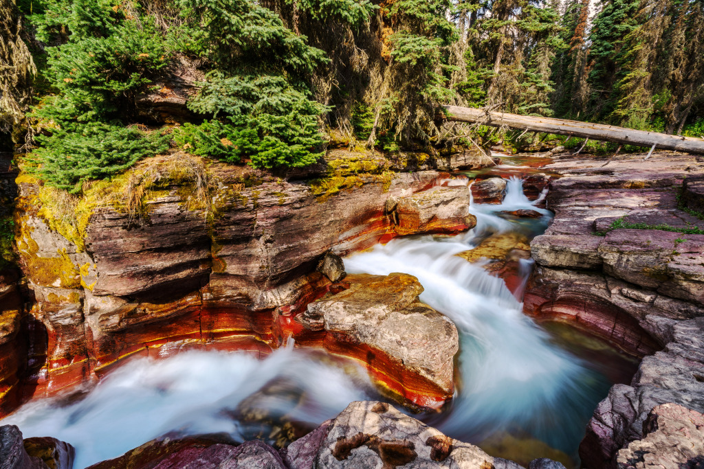 Glacier National Park, Montana jigsaw puzzle in Waterfalls puzzles on TheJigsawPuzzles.com