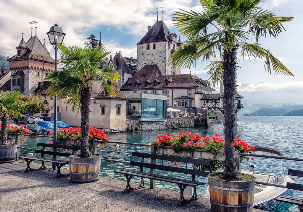 Oberhofen Castle, Switzerland jigsaw puzzle in Castles puzzles on TheJigsawPuzzles.com