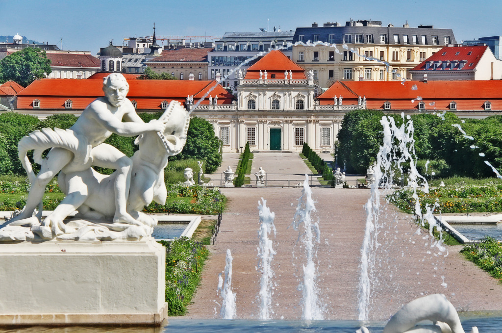 Belvedere Gardens, Vienna, Austria jigsaw puzzle in Waterfalls puzzles on TheJigsawPuzzles.com