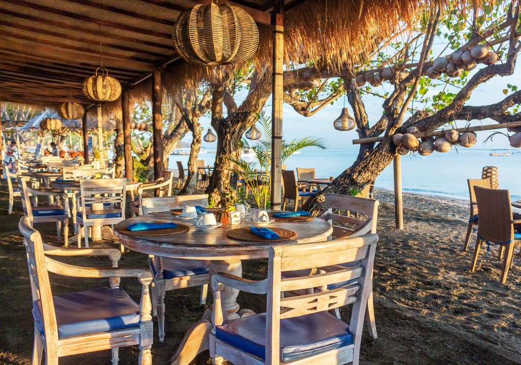 Beach Restaurant in Bali, Indonesia jigsaw puzzle in Puzzle of the Day puzzles on TheJigsawPuzzles.com