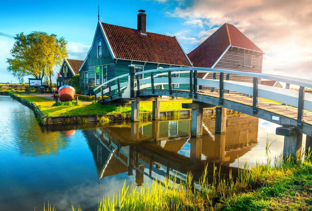 Zaanse Schans Village, Netherlands jigsaw puzzle in Bridges puzzles on TheJigsawPuzzles.com