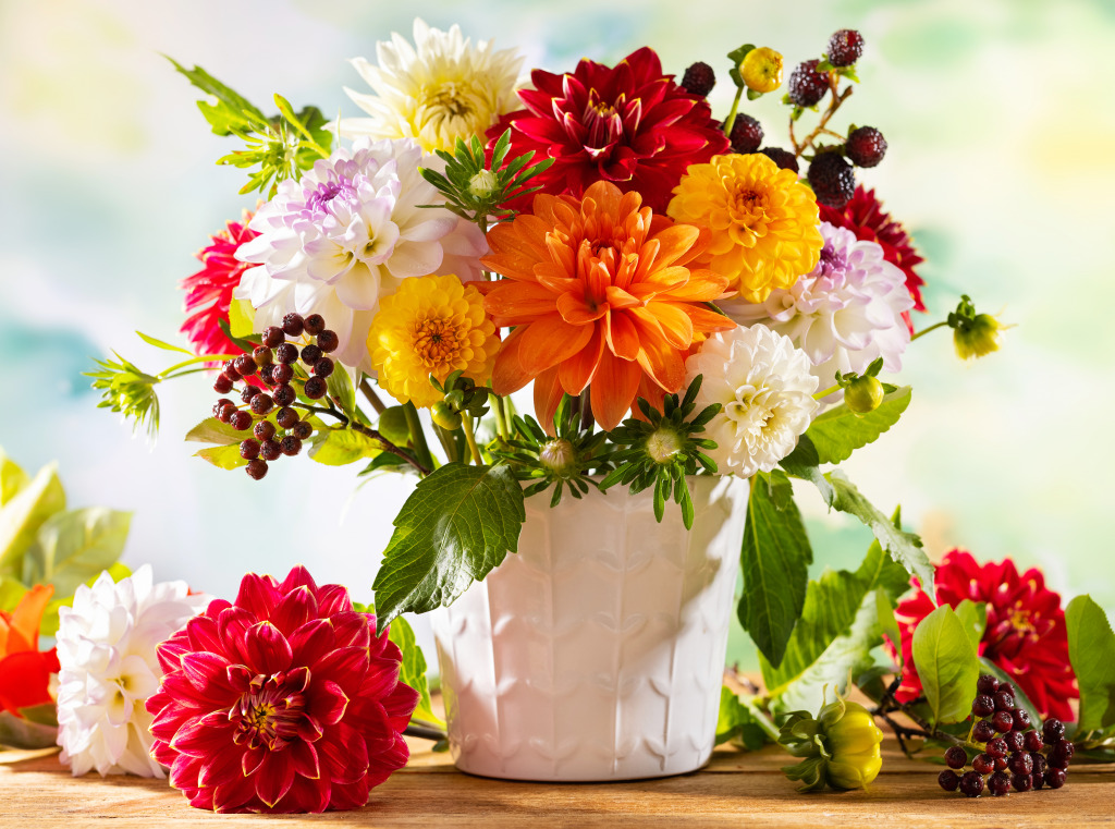 Still Life With Garden Flowers jigsaw puzzle in Flowers puzzles on TheJigsawPuzzles.com