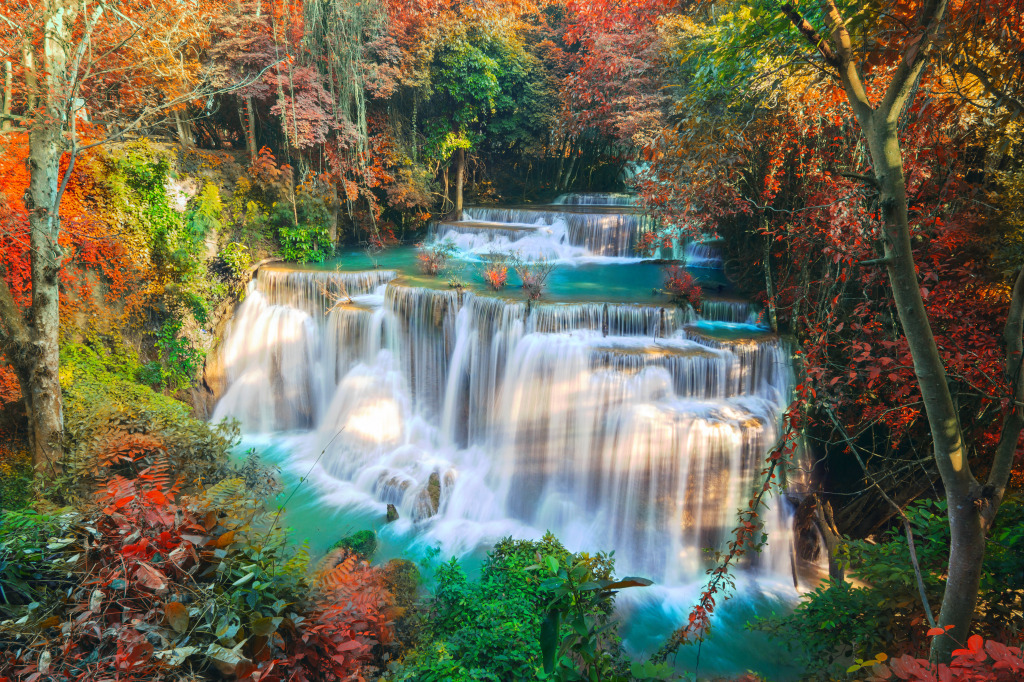 Huai Mae Khamin Waterfall, Thailand jigsaw puzzle in Waterfalls puzzles on TheJigsawPuzzles.com