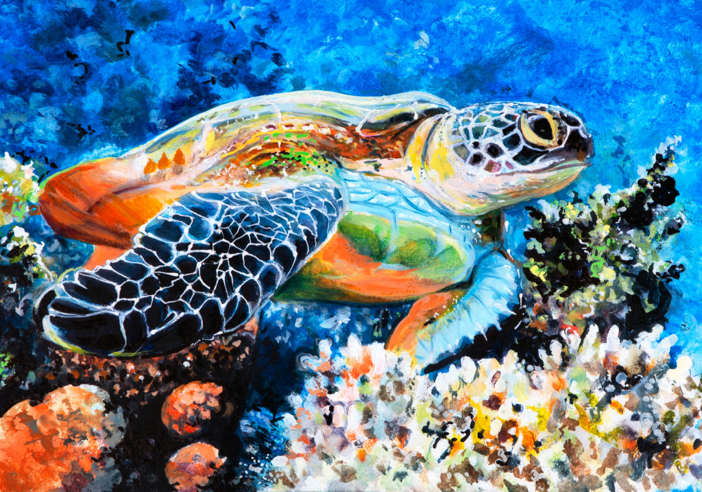 Hawk-Beak Sea Turtle jigsaw puzzle in Under the Sea puzzles on TheJigsawPuzzles.com