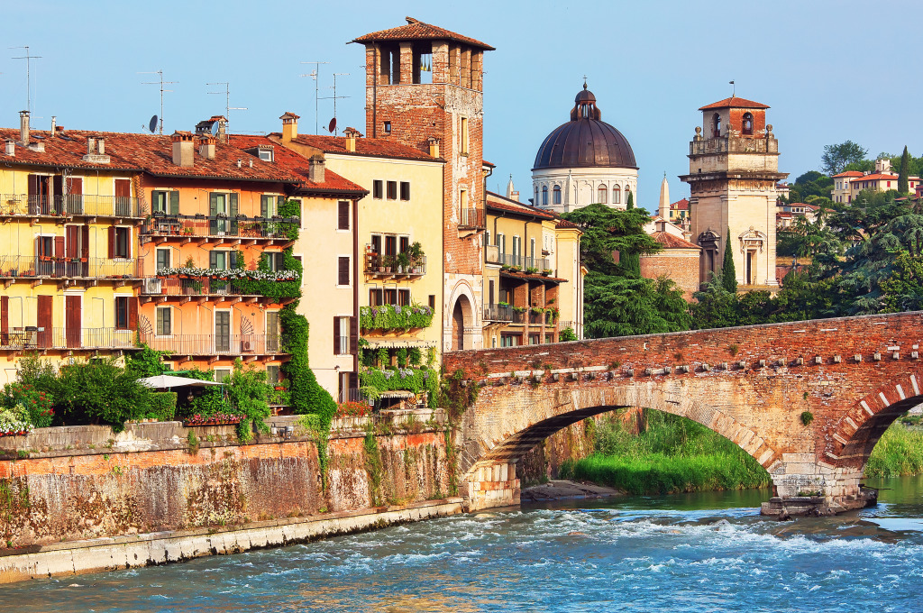 Ponte Pietra, Verona, Italy jigsaw puzzle in Bridges puzzles on TheJigsawPuzzles.com