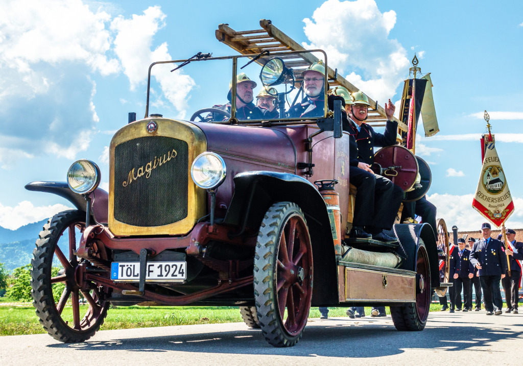Bichl Fire Dept Parade, Germany jigsaw puzzle in Cars & Bikes puzzles on TheJigsawPuzzles.com