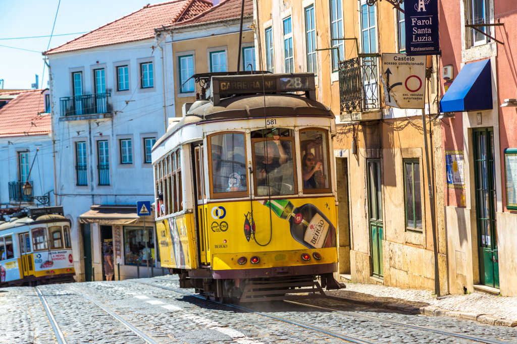 Vintage Tram in Lisbon, Portugal jigsaw puzzle in Cars & Bikes puzzles on TheJigsawPuzzles.com