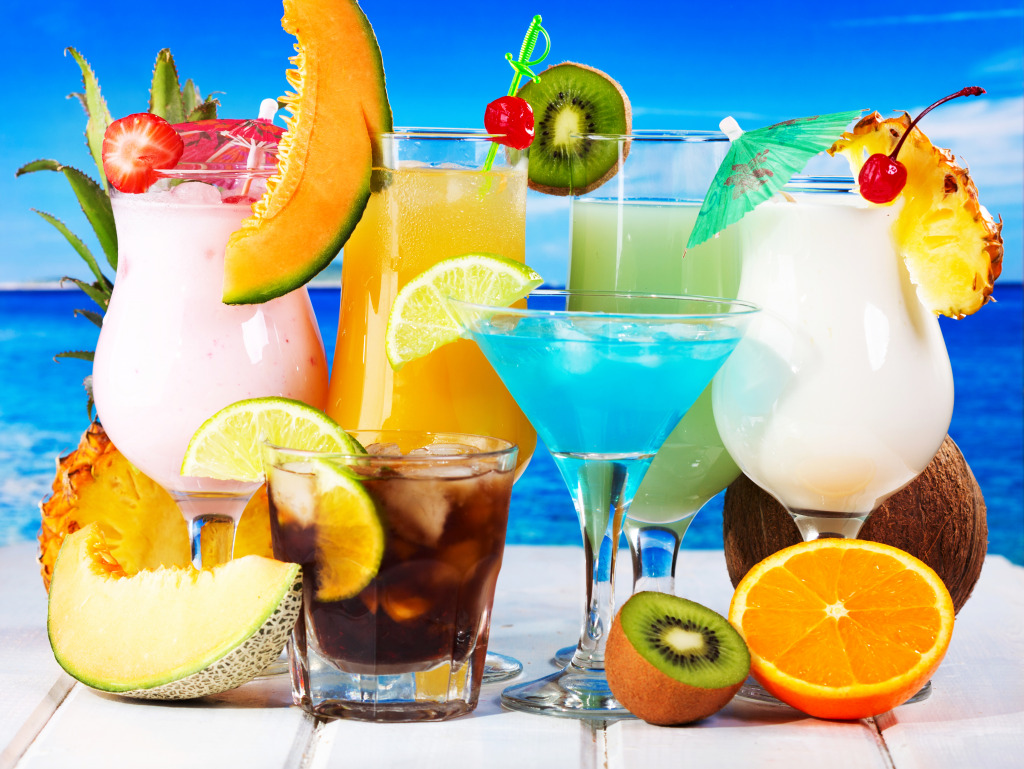 Summer Drinks on the Beach jigsaw puzzle in Puzzle of the Day puzzles on TheJigsawPuzzles.com