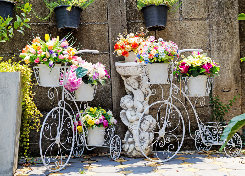 Flower Bicycles jigsaw puzzle in Flowers puzzles on TheJigsawPuzzles.com