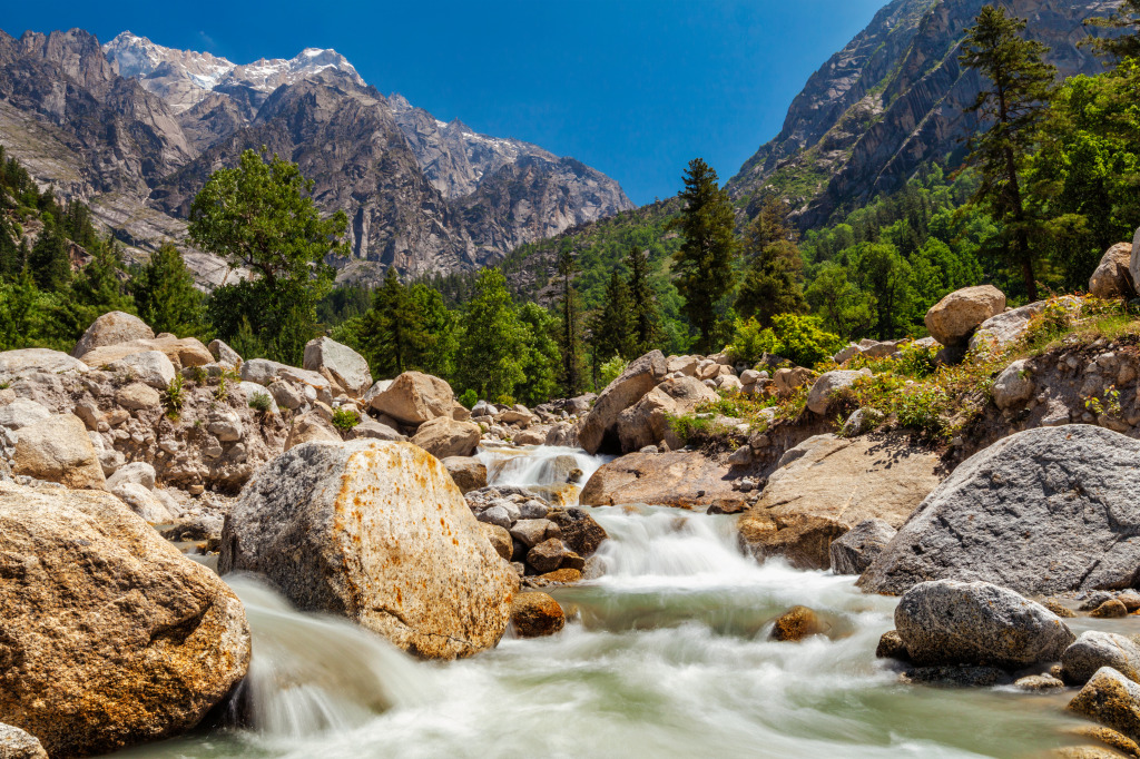 Sangla Valley in the Himalayas jigsaw puzzle in Waterfalls puzzles on TheJigsawPuzzles.com