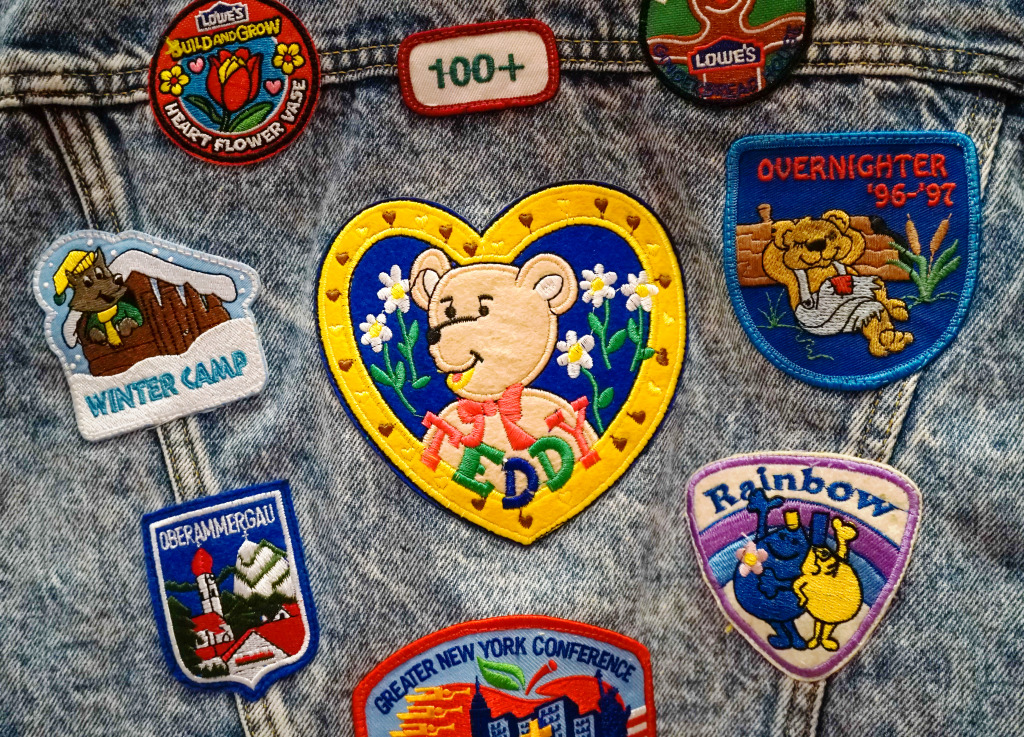 Classic 90s Badge Denim Jacket jigsaw puzzle in Macro puzzles on TheJigsawPuzzles.com