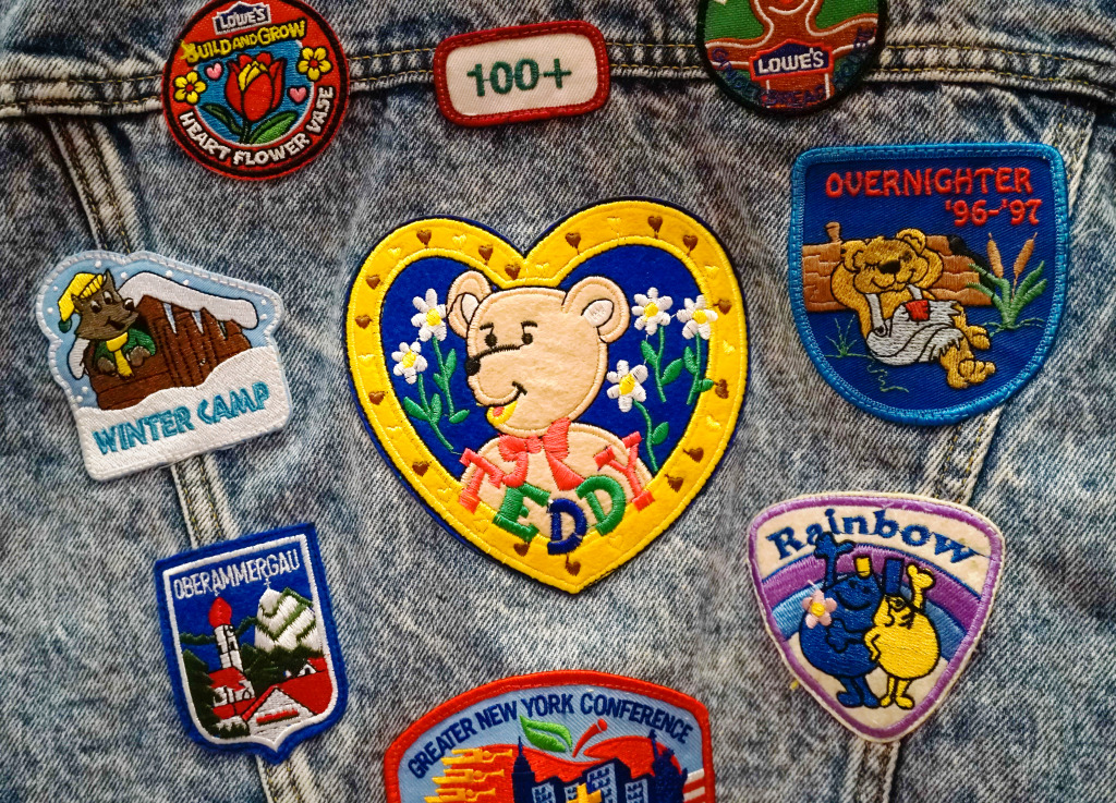 Classic 90s Badge Denim Jacket jigsaw puzzle in Macro puzzles on TheJigsawPuzzles.com