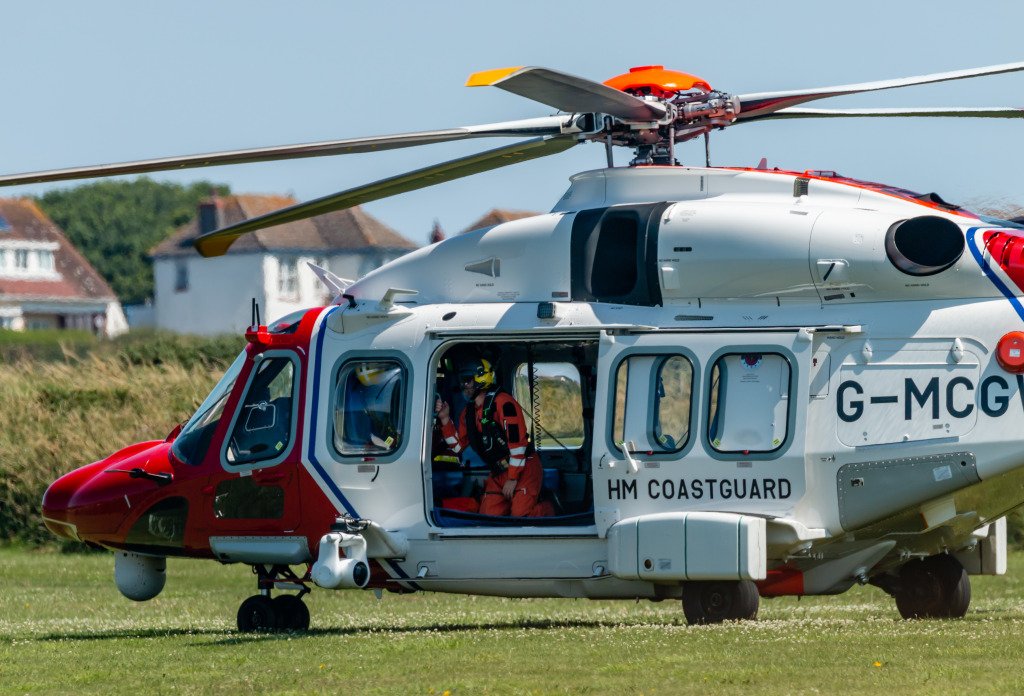 HM Coastguard Rescue Helicopter in Wales jigsaw puzzle in Aviation puzzles on TheJigsawPuzzles.com