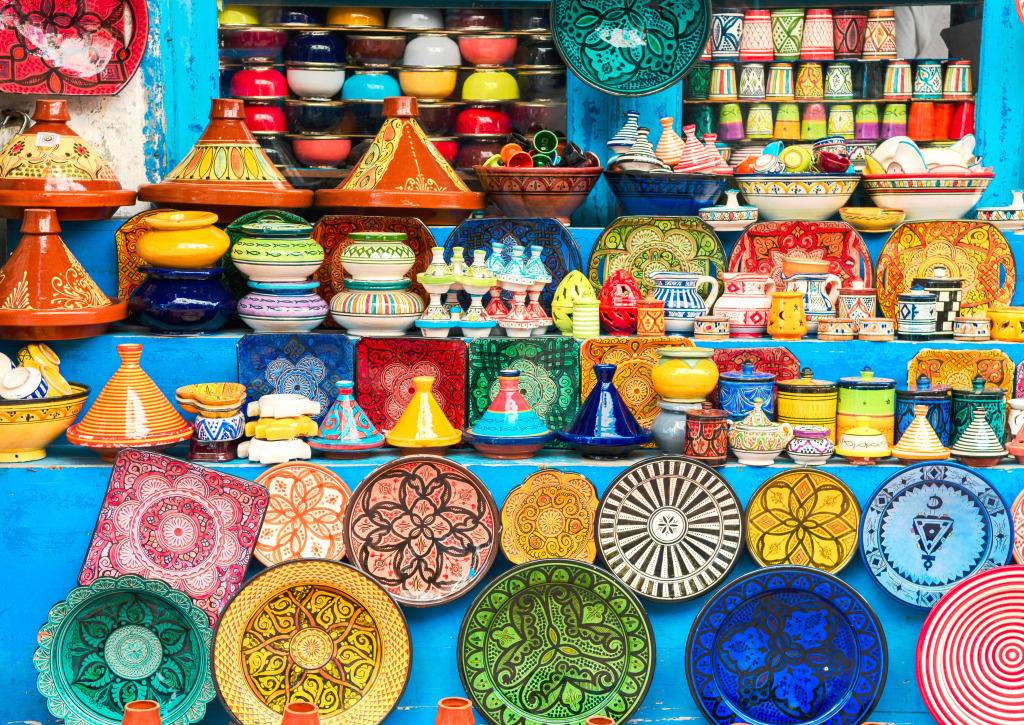 Pottery at a Moroccan Shop jigsaw puzzle in Puzzle of the Day puzzles on TheJigsawPuzzles.com