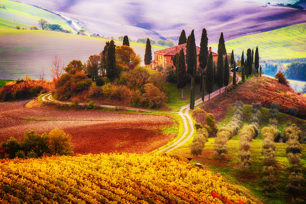 Golden Sunrise in Tuscany, Italy jigsaw puzzle in Great Sightings puzzles on TheJigsawPuzzles.com