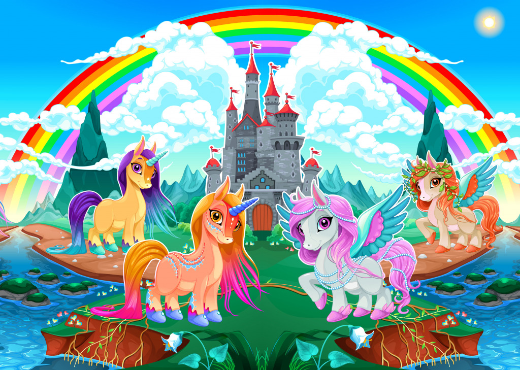 Unicorns and Pegasus jigsaw puzzle in Castles puzzles on TheJigsawPuzzles.com