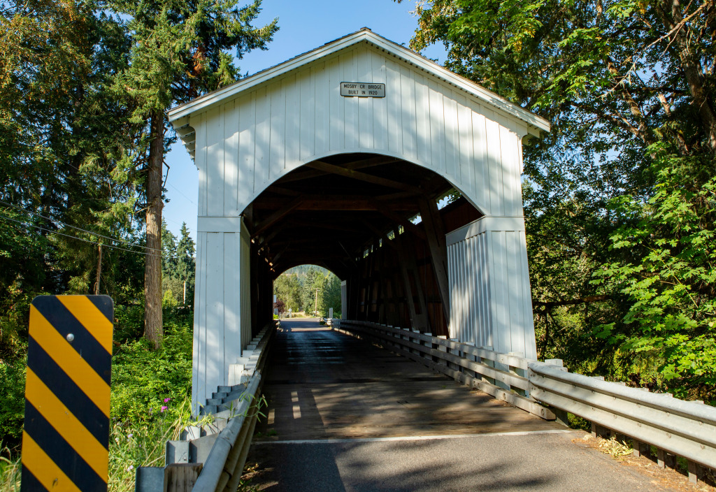 Mosby Creek Covered Bridge, Lane County, Oregon jigsaw puzzle in Bridges puzzles on TheJigsawPuzzles.com