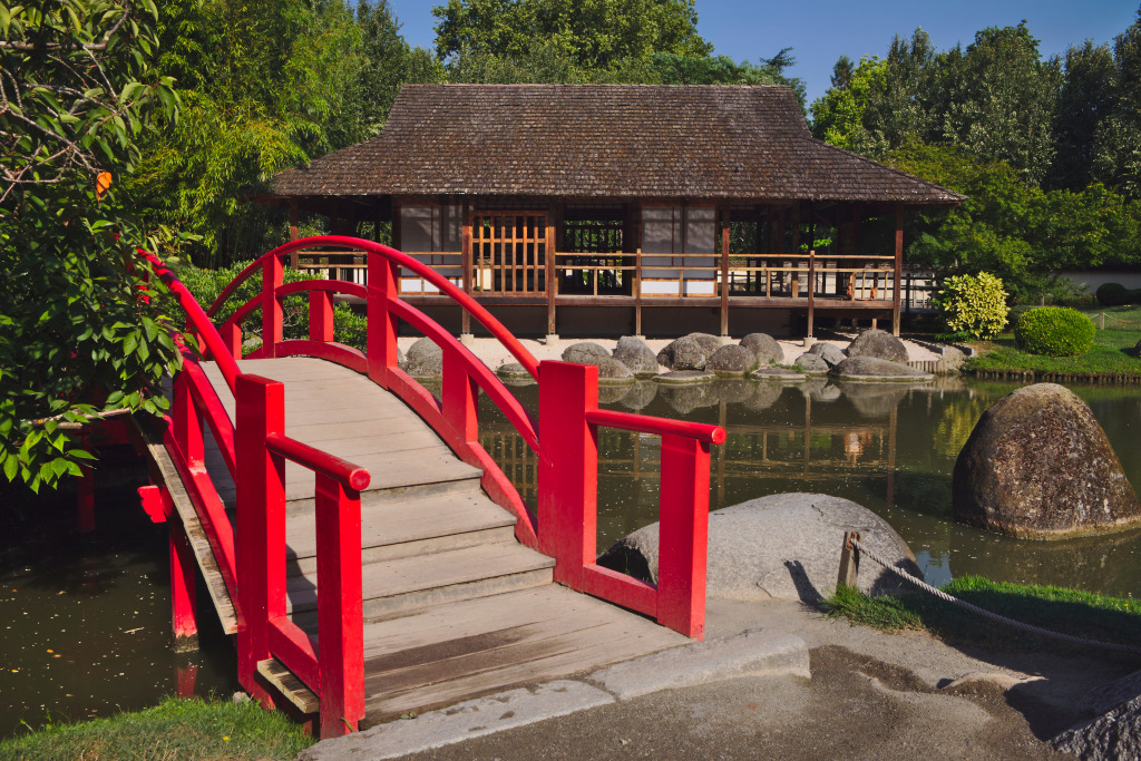 Japanese Garden in Toulouse, France jigsaw puzzle in Bridges puzzles on TheJigsawPuzzles.com