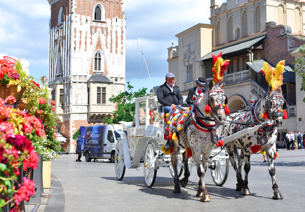 Horse Carriage in Krakow, Poland jigsaw puzzle in Animals puzzles on TheJigsawPuzzles.com