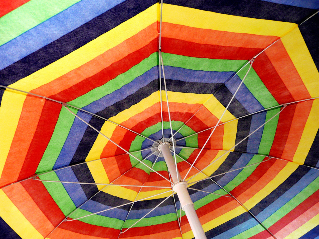 Rainbow Sun Shade Umbrella jigsaw puzzle in Puzzle of the Day puzzles on TheJigsawPuzzles.com