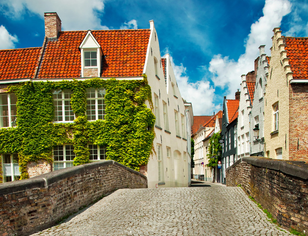 Houses along the Canal in Bruges, Belgium jigsaw puzzle in Bridges puzzles on TheJigsawPuzzles.com