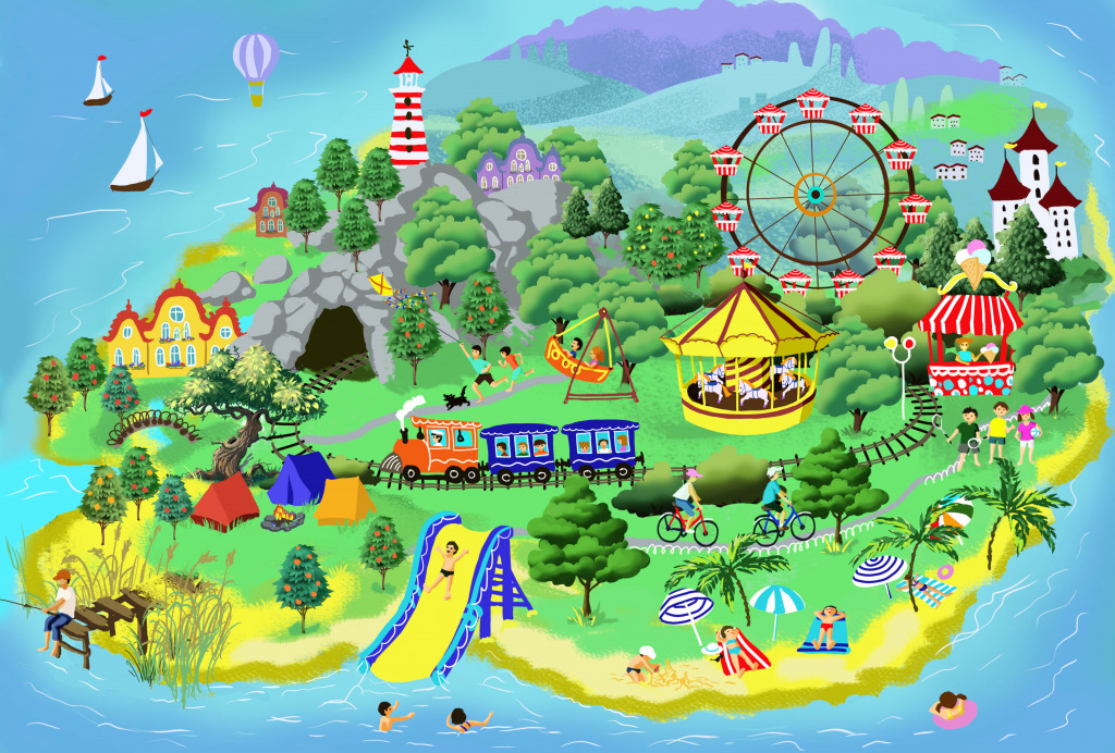 Amusement Park Island jigsaw puzzle in Kids Puzzles puzzles on TheJigsawPuzzles.com
