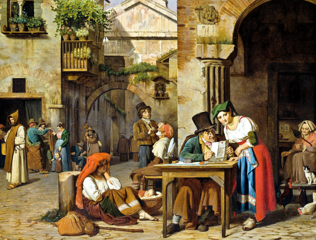 Roman Street Writer Reads a Letter jigsaw puzzle in Piece of Art puzzles on TheJigsawPuzzles.com