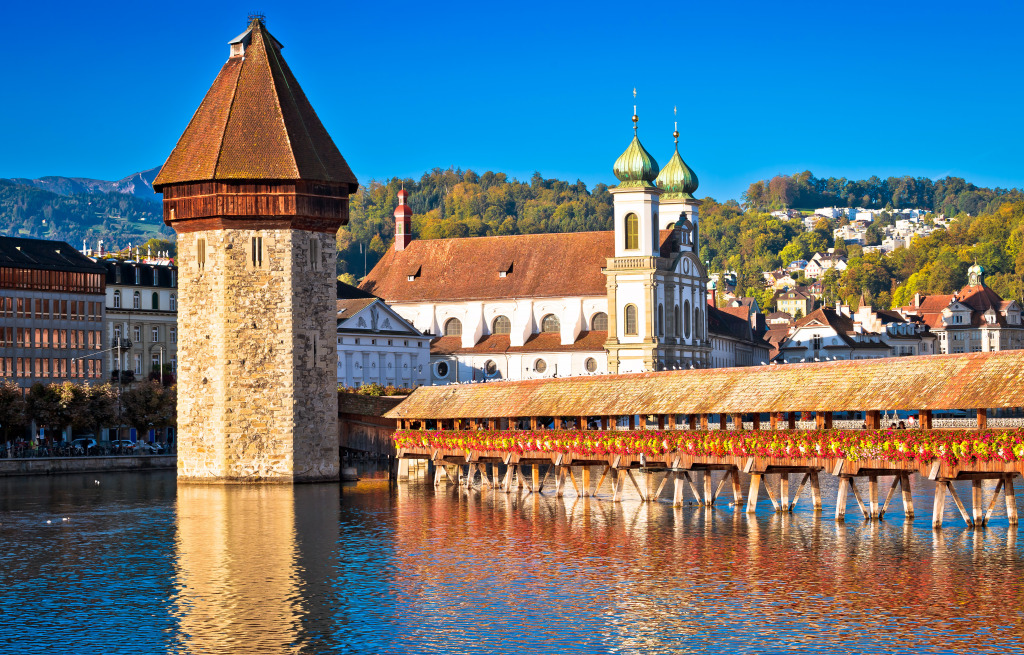 Chapel Bridge, Lucerne, Switzerland jigsaw puzzle in Bridges puzzles on TheJigsawPuzzles.com