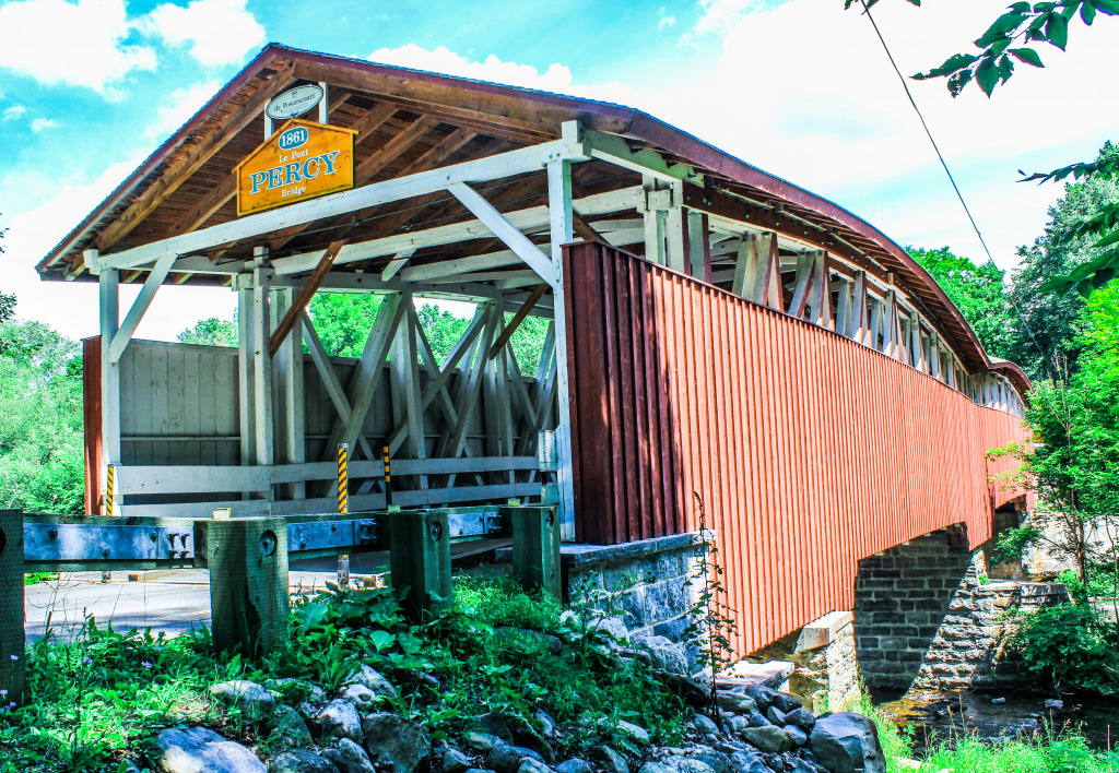 Powerscourt Covered Bridge, Elgin, Canada jigsaw puzzle in Bridges puzzles on TheJigsawPuzzles.com