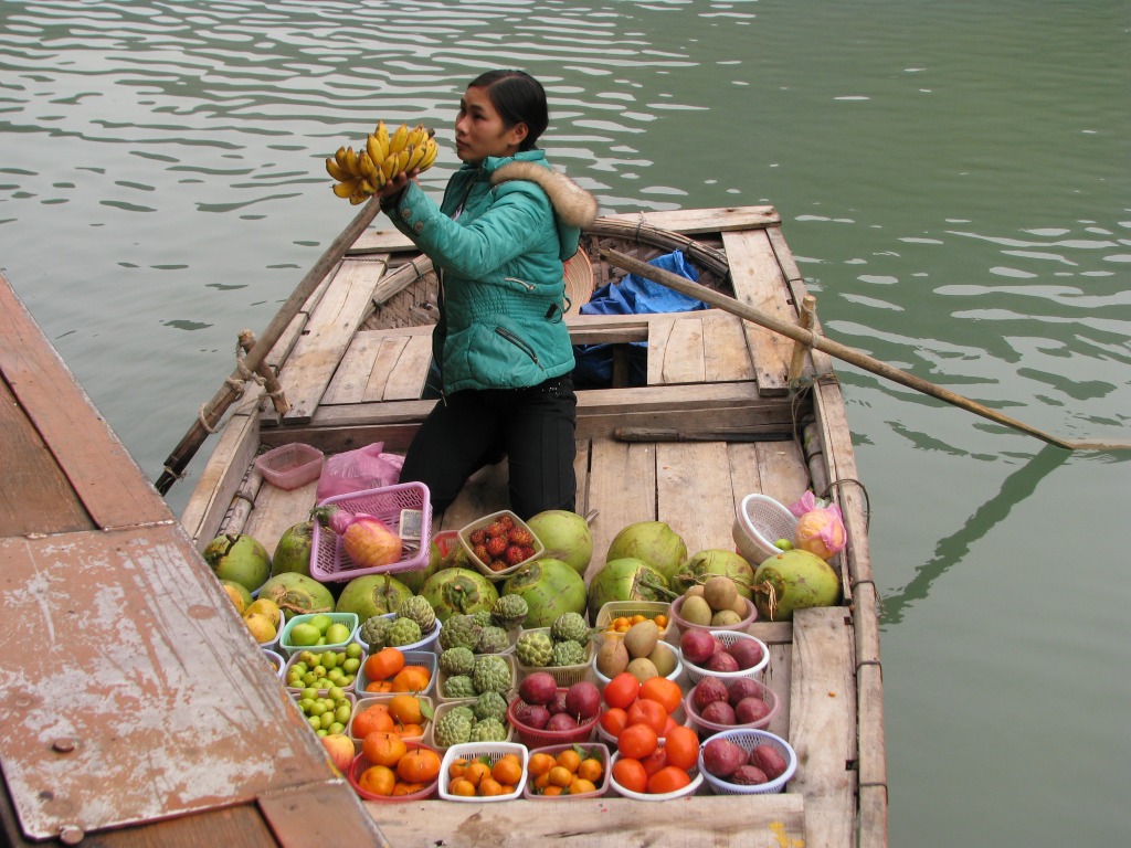 Halong Bay Fruit Saleswoman jigsaw puzzle in Fruits & Veggies puzzles on TheJigsawPuzzles.com