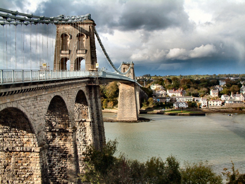 Menai Bridge, North Wales jigsaw puzzle in Bridges puzzles on TheJigsawPuzzles.com