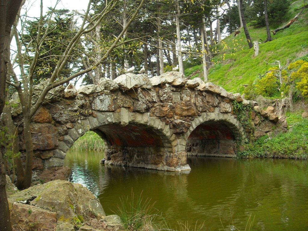 Stone Bridge at Stow Lake jigsaw puzzle in Bridges puzzles on TheJigsawPuzzles.com